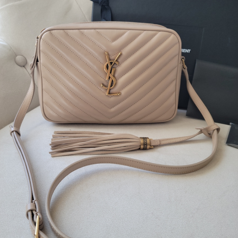 YSL Lou Camera Bag Dark Beige